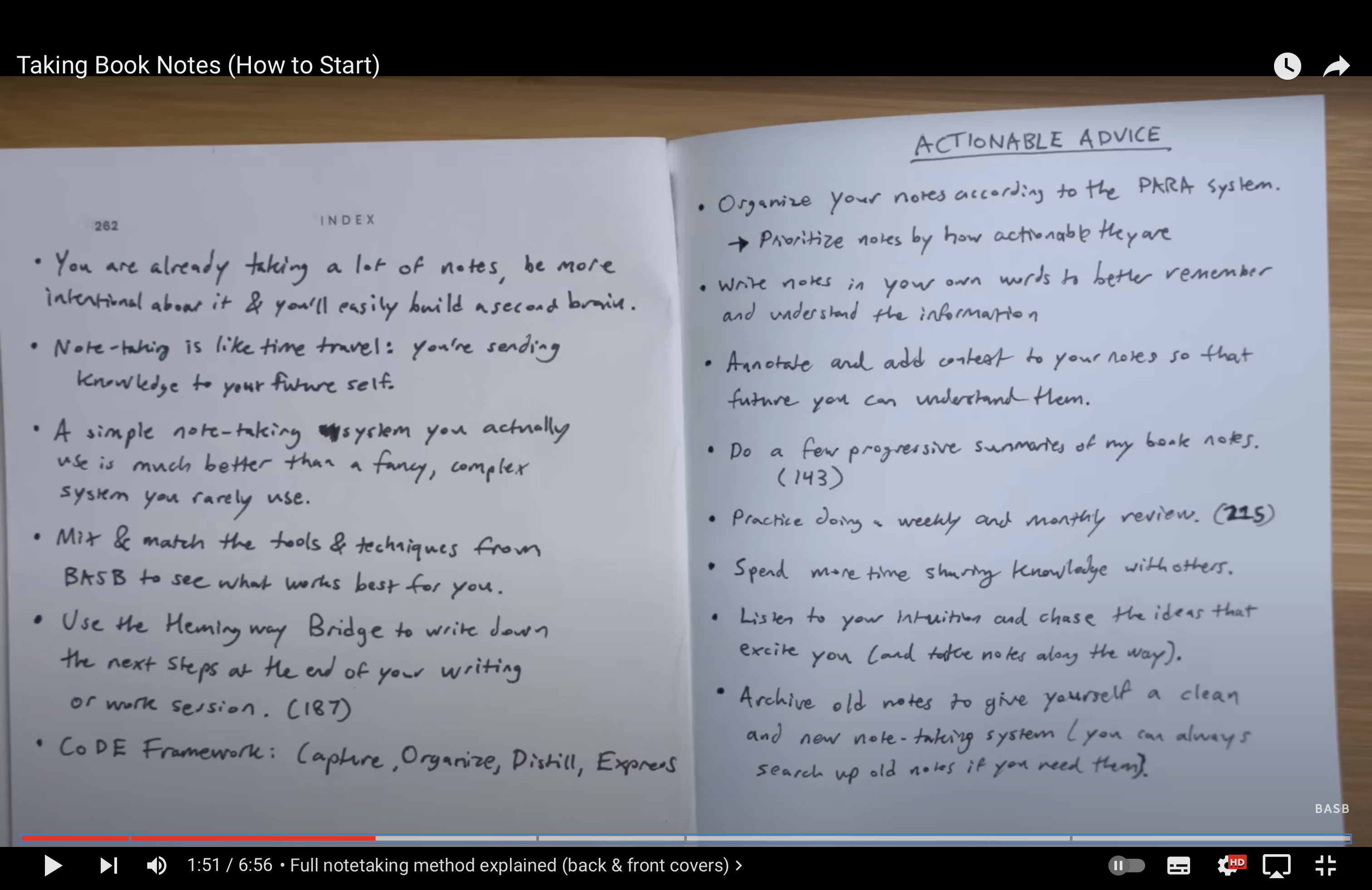 Screenshot from &quot;Taking Book Notes (How to Start)&quot; Tiago Forte